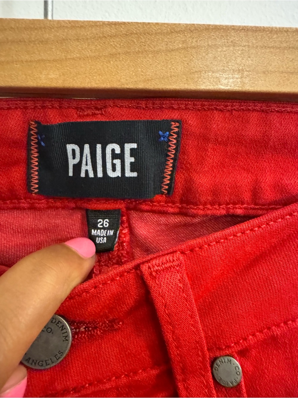 PAIGE Red High-Rise Jeans